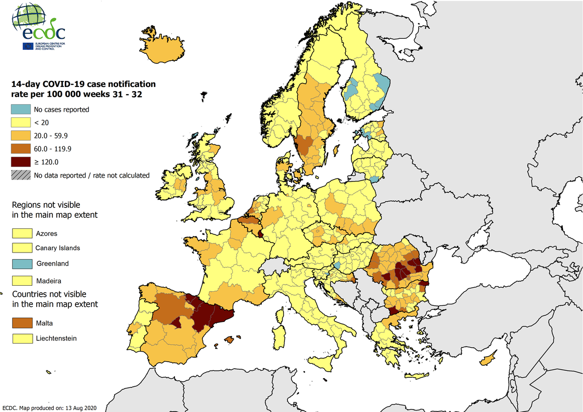 Carte épidémique espace européen par le CEPCM